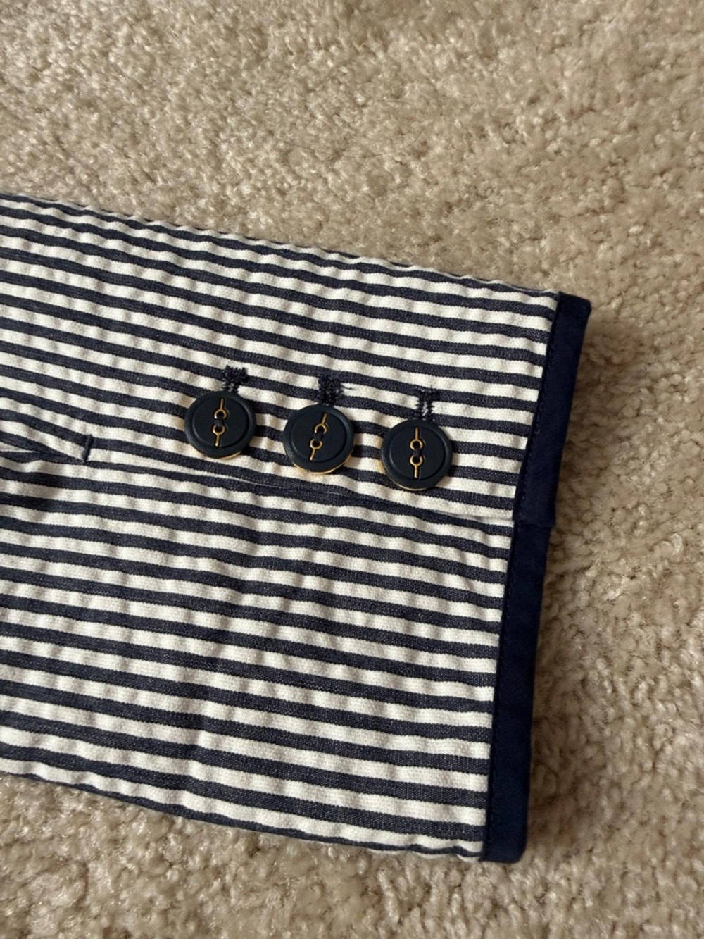 Sandro Navy & white striped pleated hip blazer - Picture 10 of 10